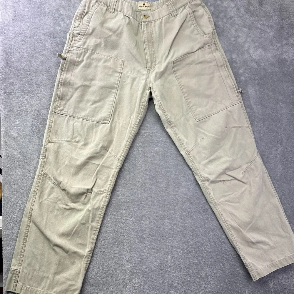 Woolrich Men's Khaki‎ 1537 Size 38 Inseam 32 Side Pockets With Zipper